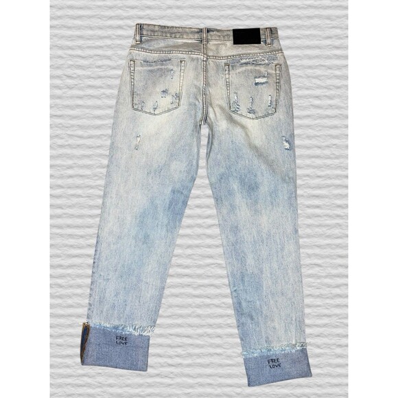 One Teaspoon Awesome Baggies Jeans Free Love Light Wash Size 27 - Picture 7 of 12